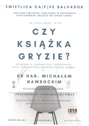 Plakat promujący spotkanie z Michałem Nawrockim