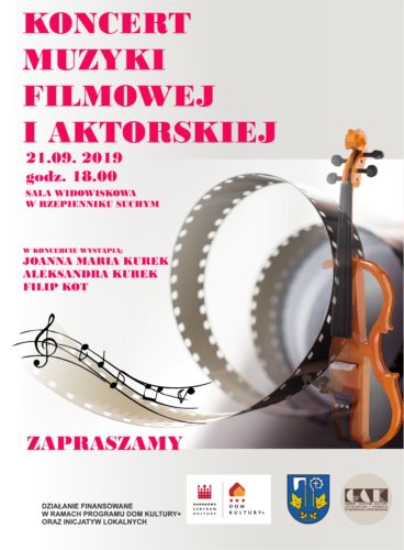 Plakat promujący Koncert Muzyki Filmowej i Aktorskiej