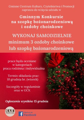 Plakat promujący konkurs na Szopkę Bożonarodzeniową i ozdoby choinkowe