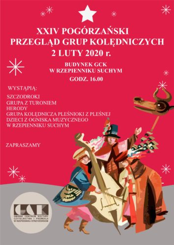 Plakat promujący Pogórzański przegląd Grup Kolędniczych 