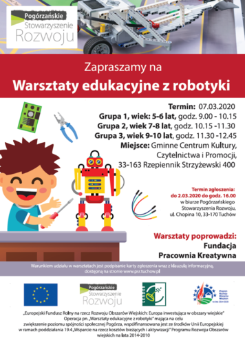 Plakat promujący warsztaty robotyki