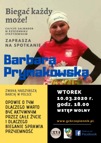 Plakat promujący spotkanie z Barbarą Prymakowską