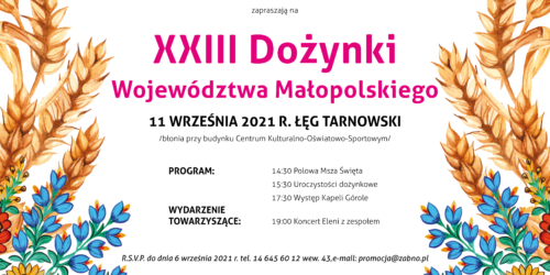 Zapraszamy na Dożynki Województwa Małopolskiego