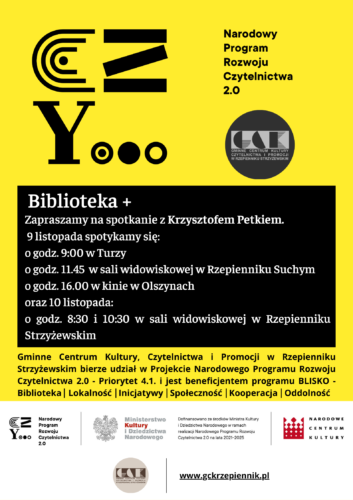 plakat promujący spotkanie z Krzysztofem Petkiem